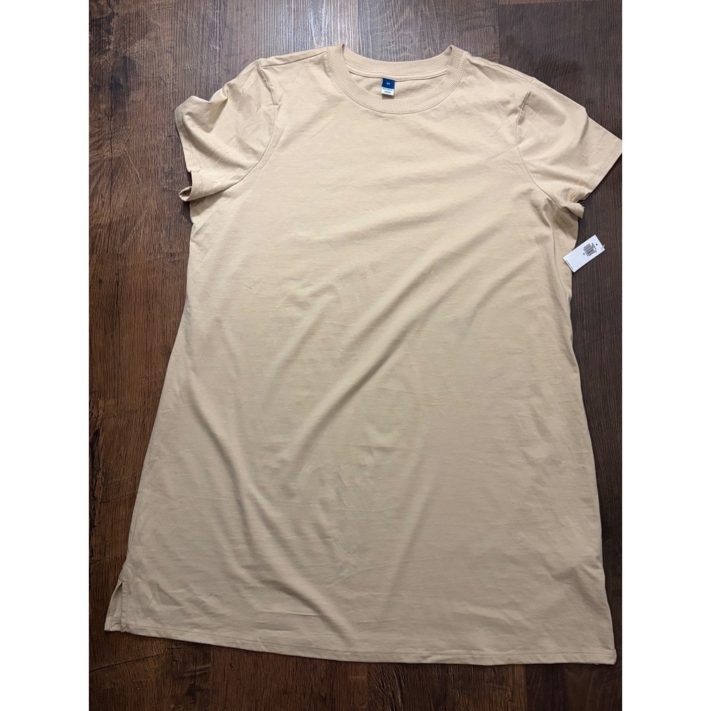 Old Navy Womens Tan Beige Cotton Short Sleeve T-Shirt Mini Dress 2X NWT